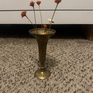 Elegant Brass Vase with Dried Flowers